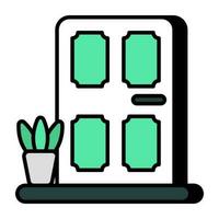 Conceptual flat design icon of door vector