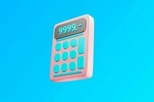 Calculator icon isolated on blue background. 3d rendering illustration. photo
