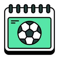 Calendar with football icon, sports schedule vector