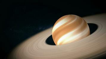 Saturn Planet Rotation on Space Background photo