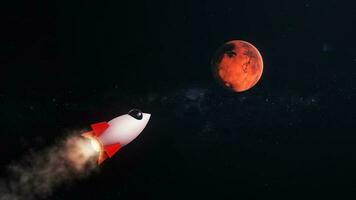 3D Render Rocket Jet Fly to Mars Red Planet On Galaxy Space 3D Illustration Background photo