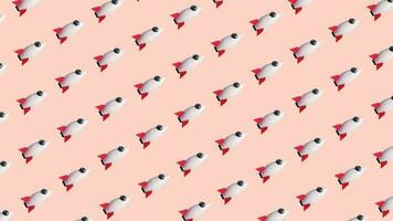 3D Rendering Start up Rocket Cute Clean Pastel color Pattern Animation 3D illustration Background photo