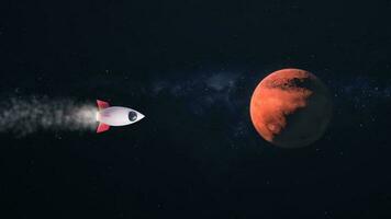 3D Render Rocket Jet Fly to Mars Red Planet On Galaxy Space Star Field 3D Illustration Background photo