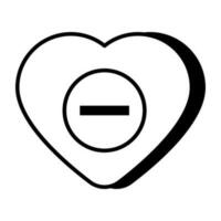 An icon design of remove heart vector