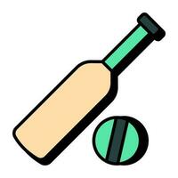 Bat with ball, icon of cricket vector