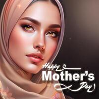 Beautiful women wearing hijab greeting Happy Mother's Day by lexica.art photo