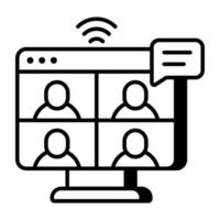 A linear design icon of conference call vector