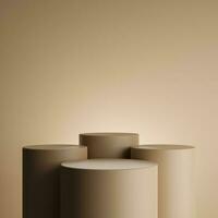 Cylinder brown podium in brown background with minimalist style for product stand photo