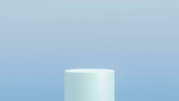 Abstract 3D blue cylinder pedestal podium with blue background. Pastel blue minimal scene with lighting for product display presentation. photo