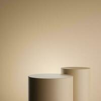 Cylinder brown podium in brown background with minimalist style for product stand photo