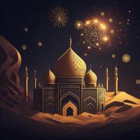 islámico contento nuevo año Leonardo difusión marroquí lámpara antecedentes ai generado foto