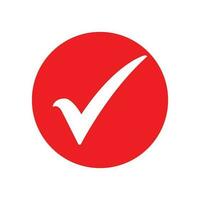 Check mark red icon, right mark icon vector