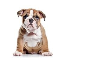 . English bulldog puppy dog on white photo