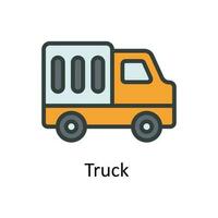 Truck  vector  Fill outline Icon Design illustration. Work in progress Symbol on White background EPS 10 File