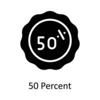 50 Percent  vector   Solid Icon Design illustration. Work in progress Symbol on White background EPS 10 File