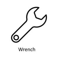 Wrench  vector   outline Icon Design illustration. Work in progress Symbol on White background EPS 10 File