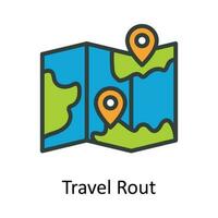 Travel Rout vector  Fill  outline Icon Design illustration. Location and Map Symbol on White background EPS 10 File
