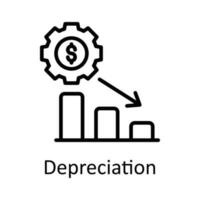 depreciación vector contorno icono diseño ilustración. impuestos símbolo en blanco antecedentes eps 10 archivo