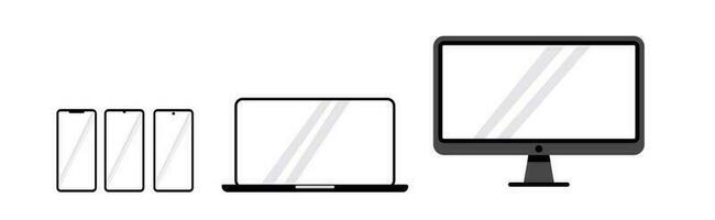 smartphone monitor LCD laptop and desktop monitor transparent vector