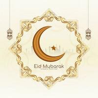 Eid Mubarak festival greeting stylish crescent moon background design vector