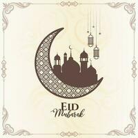 Religious Islamic Eid Mubarak festival greeting background design vector