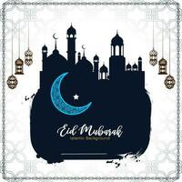 Eid Mubarak festival decorative greeting card design vector