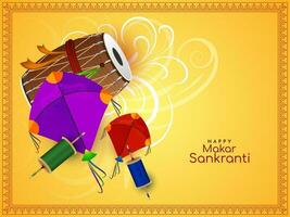 Makar Sankranti festival background design with colorful kites vector