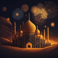 islámico contento nuevo año Leonardo difusión marroquí lámpara antecedentes ai generado foto