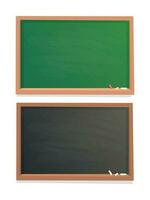 Empty school chalkboard. Black and green chalk blackboard in wooden frame isolated vector background