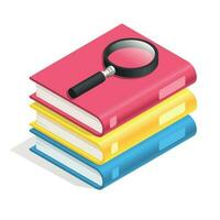 Isometric book icon. Stack of books, textbook pile. Academic reading, wisdom and school education 3d vector symbol