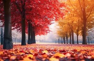 . Falling leaves natural autumn background photo