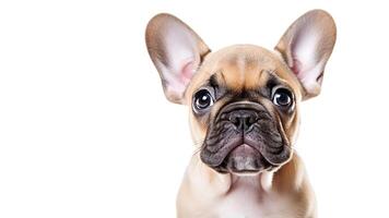 . French bulldog puppy on white photo