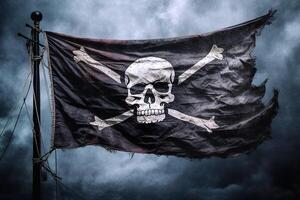 evolucionando negro pirata bandera. generativo ai foto