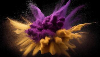 Abstract dust explosion on black backdrop. photo