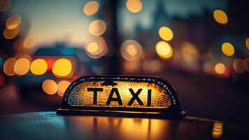 Taxi sign. Night city. photo
