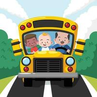 Kids on School Bus vector