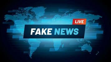 Fake News headline. Television reportage fabrication logo, deceit broadcasting and social falsification vector concept background