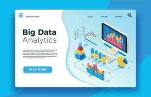 Isometric big data analytics. Analytical infographic statistic dashboard. 3d vector illustration