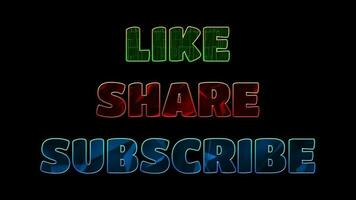 Text LIKE SHARE SUBSCRIBE 3d digital technology animated on black background video
