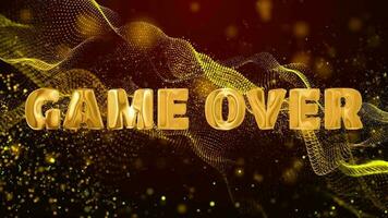 Text GAME OVER golden 3d digital technology animated on red particle background video