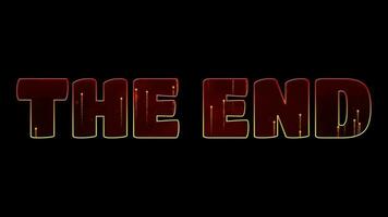 Text THE END 3d digital technology animated on black background video