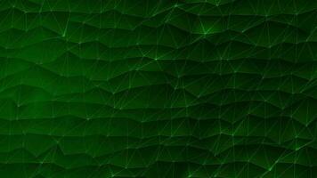 3D abstract digital technology animated green light particles on green background. video