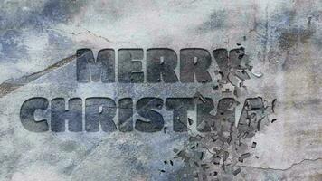 MERRY CHRISTMAS text engraved on concrete wall 3d animated video