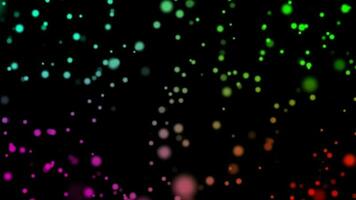 3D abstract digital technology animated multicolored light particles on black background. video