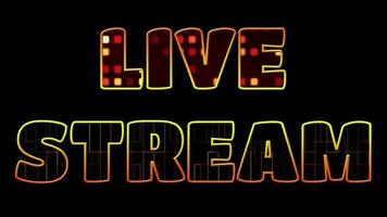 Text LIVE STREAM 3d digital technology animated on black background video