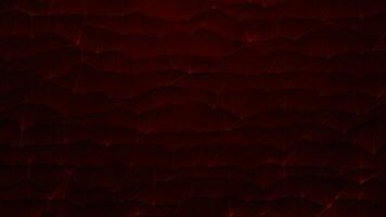3D abstract digital technology animated red light particles on red background. video