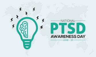 2023 Concept National PTSD Awareness Day mental health concept vector banner template design. Depression, emotional, psychology, rehabilitation theme.