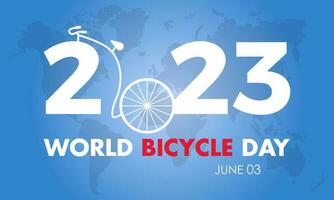 2023 concepto mundo bicicleta día vector diseño ilustración. ciclismo viaje concepto para deporte, salud, energía