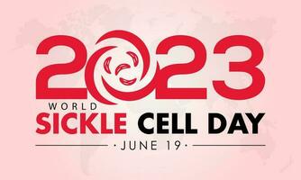 2023 concepto mundo hoz célula día salud prevención concepto vector bandera modelo. hemoglobina cuidado, diagnóstico, salud tratamiento tema.