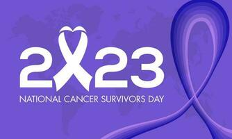 2023 concepto nacional cáncer supervivientes día conciencia vector bandera modelo. cáncer enfermedad lucha prevención ilustración.
